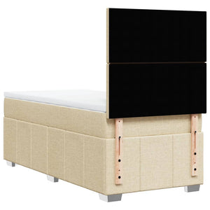 Κρεβάτι Boxspring με Στρώμα Κρεμ 90x200 εκ.Υφασμάτινο - Pakobazaar