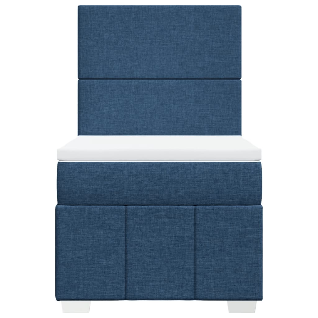 Κρεβάτι Boxspring με Στρώμα Μπλε 90x200 εκ.Υφασμάτινο - Pakobazaar