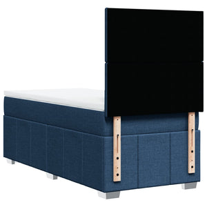 Κρεβάτι Boxspring με Στρώμα Μπλε 90x200 εκ.Υφασμάτινο - Pakobazaar