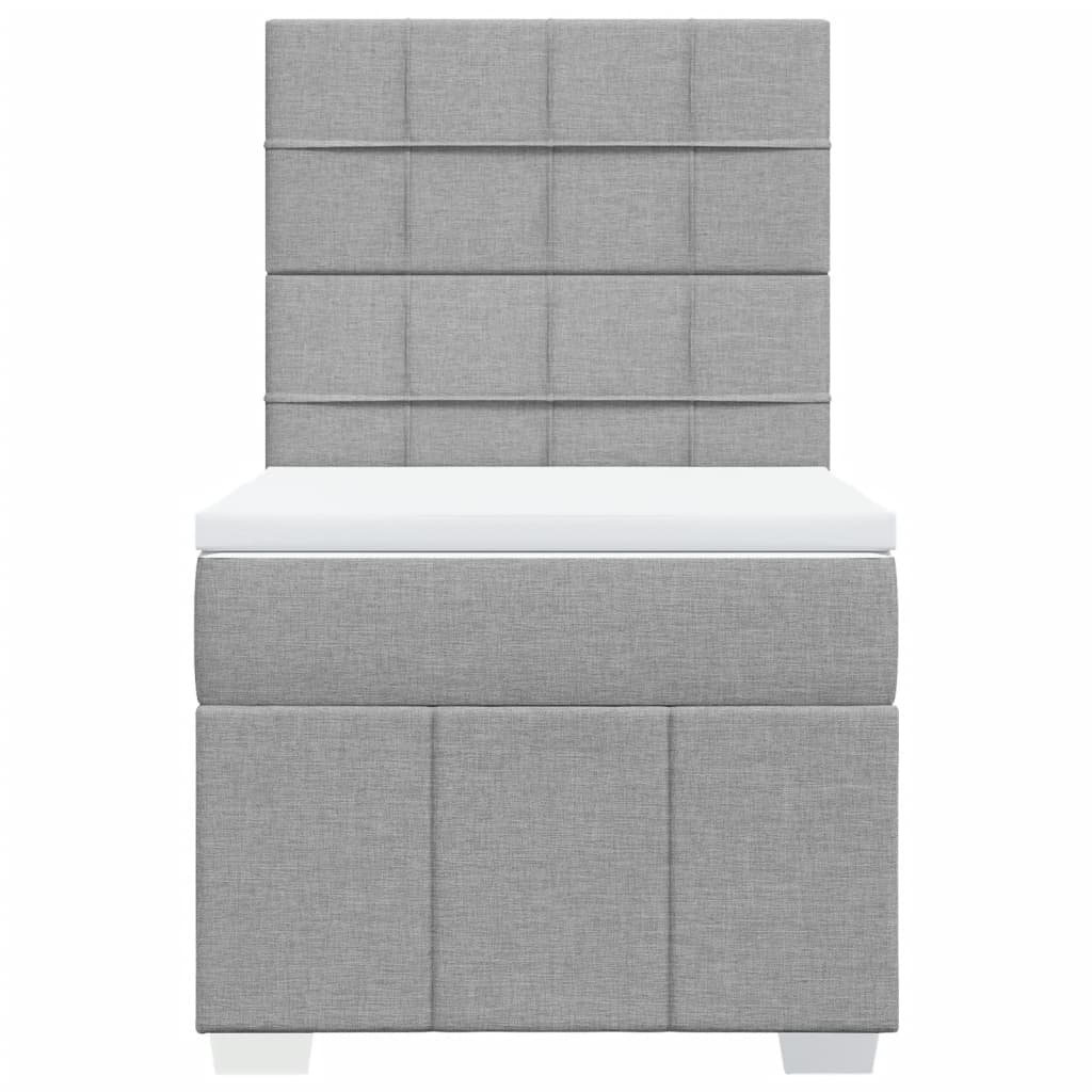 Κρεβάτι Boxspring με Στρώμα Ανοιχτό Γκρι 90x200 εκ. Υφασμάτινο - Pakobazaar
