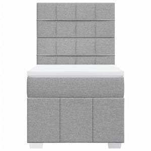 Κρεβάτι Boxspring με Στρώμα Ανοιχτό Γκρι 90x200 εκ. Υφασμάτινο - Pakobazaar