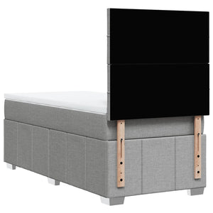 Κρεβάτι Boxspring με Στρώμα Ανοιχτό Γκρι 90x200 εκ. Υφασμάτινο - Pakobazaar