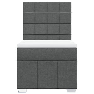 Κρεβάτι Boxspring με Στρώμα Σκούρο Γκρι 90x200 εκ. Υφασμάτινο - Pakobazaar