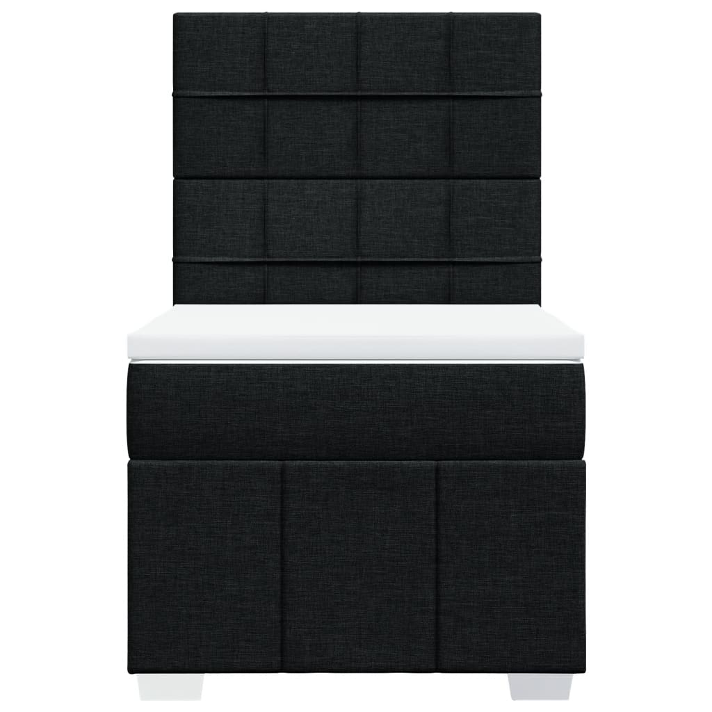 Κρεβάτι Boxspring με Στρώμα Μαύρο 90x200 εκ. Υφασμάτινο - Pakobazaar