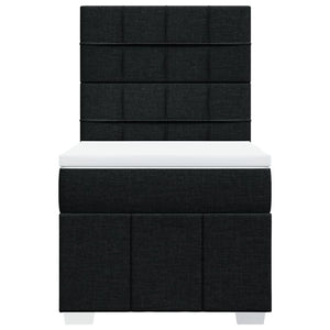 Κρεβάτι Boxspring με Στρώμα Μαύρο 90x200 εκ. Υφασμάτινο - Pakobazaar