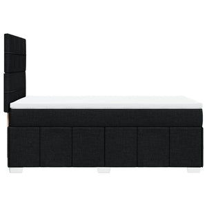 Κρεβάτι Boxspring με Στρώμα Μαύρο 90x200 εκ. Υφασμάτινο - Pakobazaar
