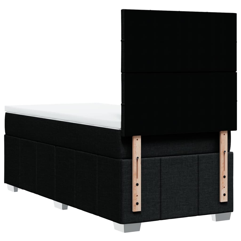 Κρεβάτι Boxspring με Στρώμα Μαύρο 90x200 εκ. Υφασμάτινο - Pakobazaar
