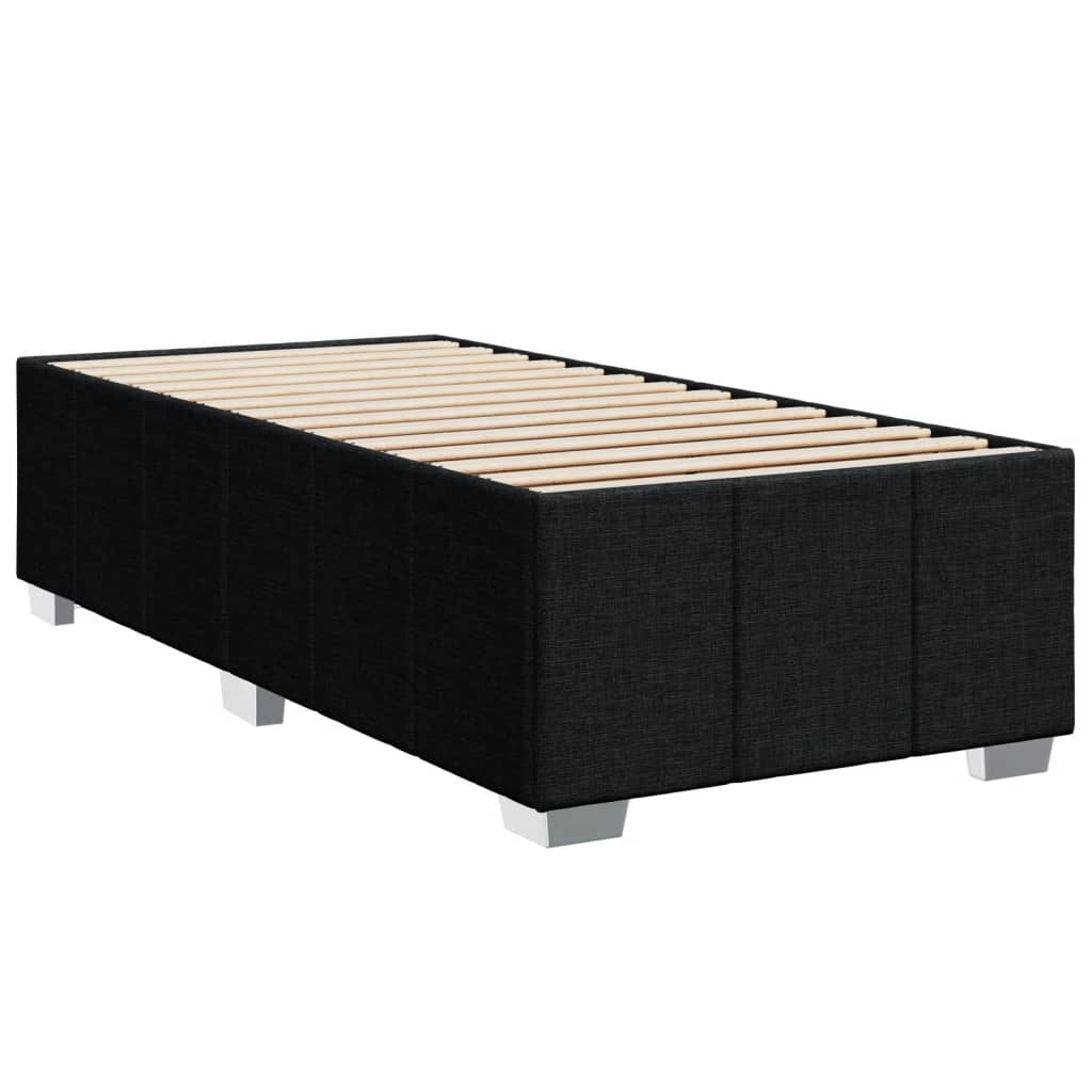 Κρεβάτι Boxspring με Στρώμα Μαύρο 90x200 εκ. Υφασμάτινο - Pakobazaar