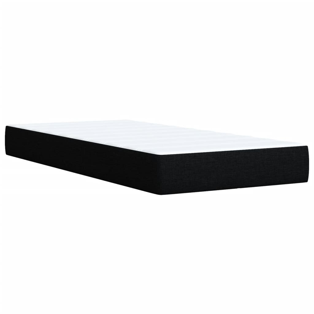 Κρεβάτι Boxspring με Στρώμα Μαύρο 90x200 εκ. Υφασμάτινο - Pakobazaar
