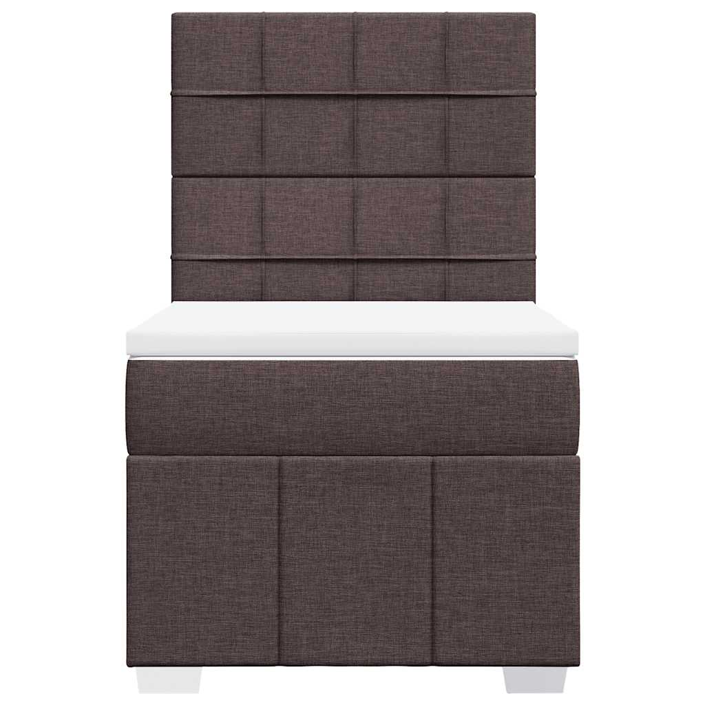 Κρεβάτι Boxspring με Στρώμα Σκούρο Καφέ 90x200 εκ. Υφασμάτινο - Pakobazaar