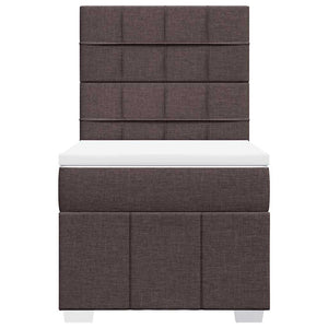 Κρεβάτι Boxspring με Στρώμα Σκούρο Καφέ 90x200 εκ. Υφασμάτινο - Pakobazaar