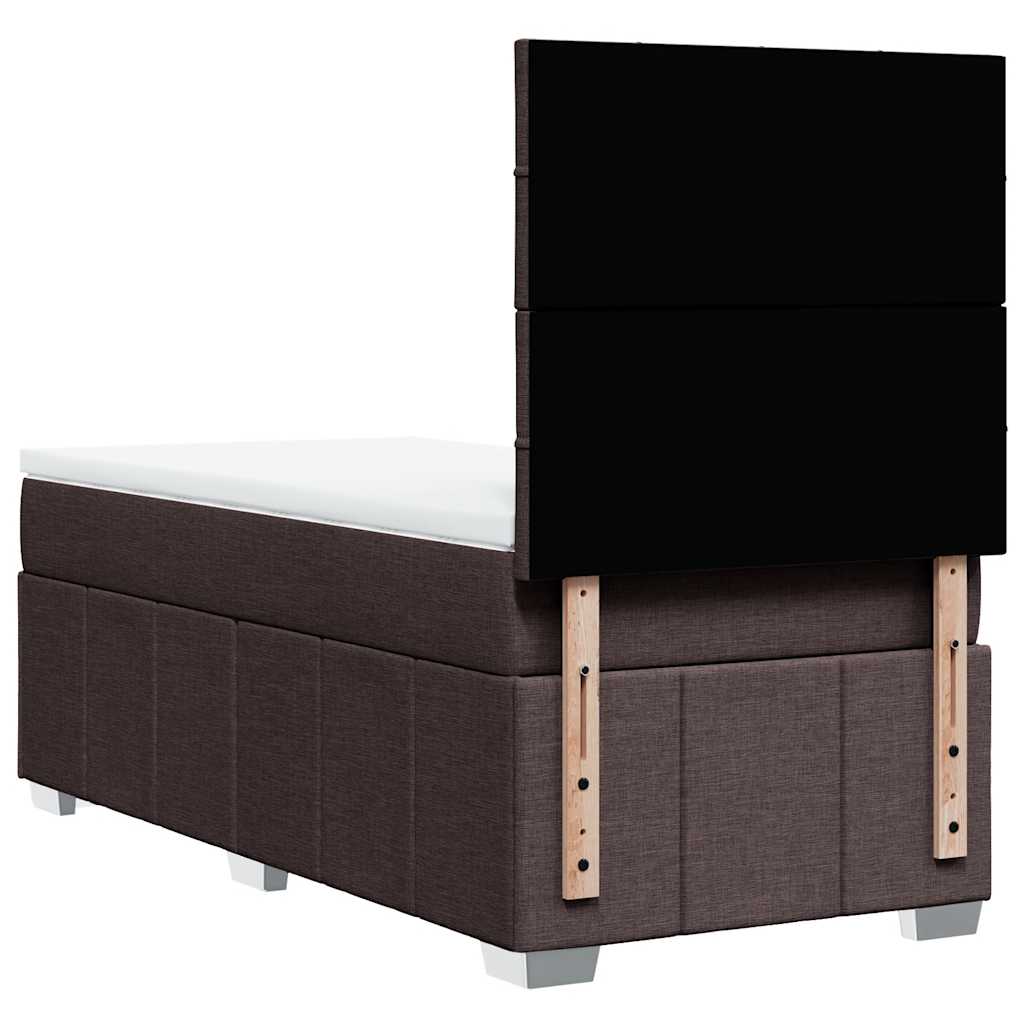 Κρεβάτι Boxspring με Στρώμα Σκούρο Καφέ 90x200 εκ. Υφασμάτινο - Pakobazaar