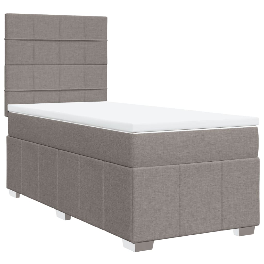 Κρεβάτι Boxspring με Στρώμα Taupe 90x200 εκ. Υφασμάτινο - Pakobazaar