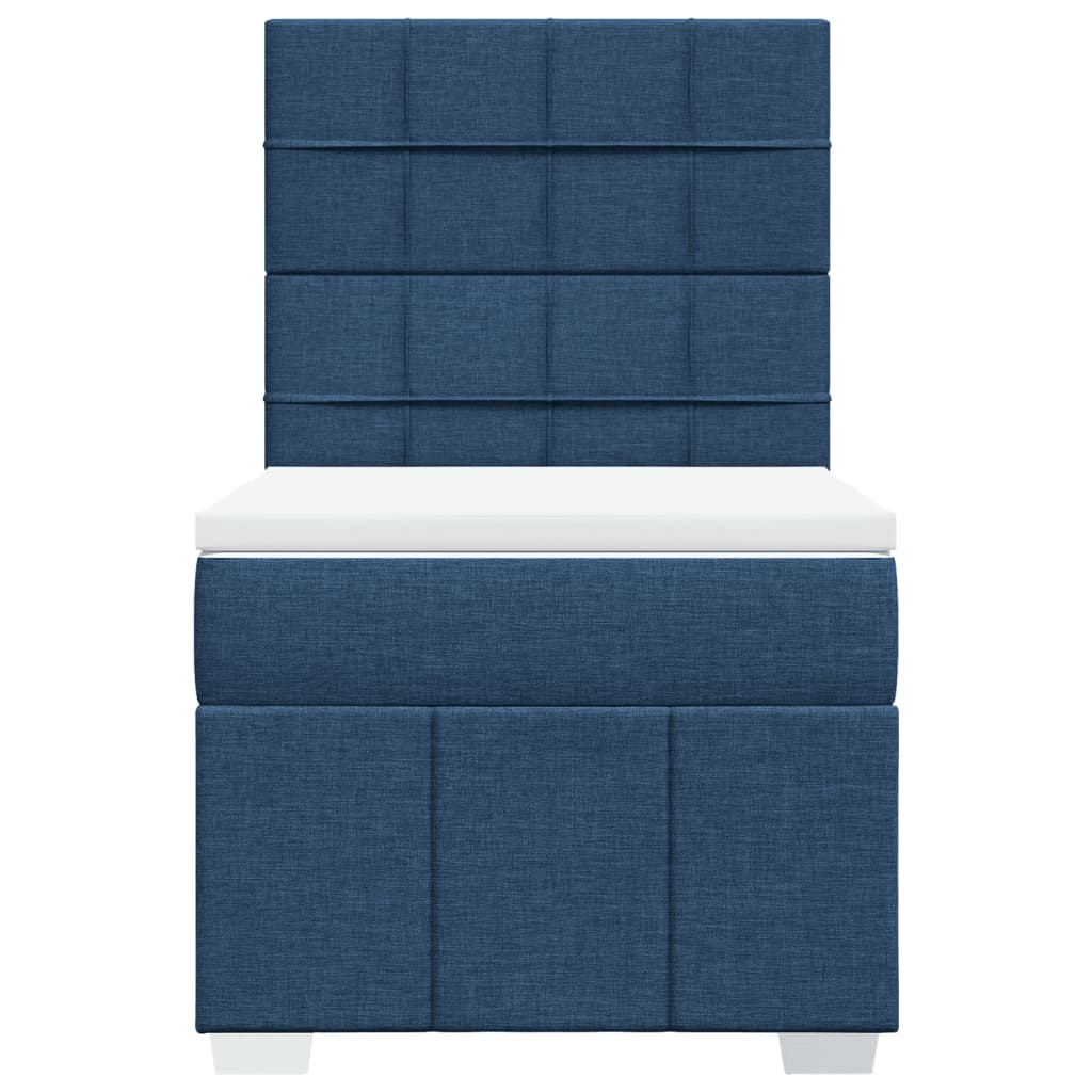 Κρεβάτι Boxspring με Στρώμα Μπλε 90x200 εκ.Υφασμάτινο - Pakobazaar