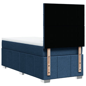 Κρεβάτι Boxspring με Στρώμα Μπλε 90x200 εκ.Υφασμάτινο - Pakobazaar