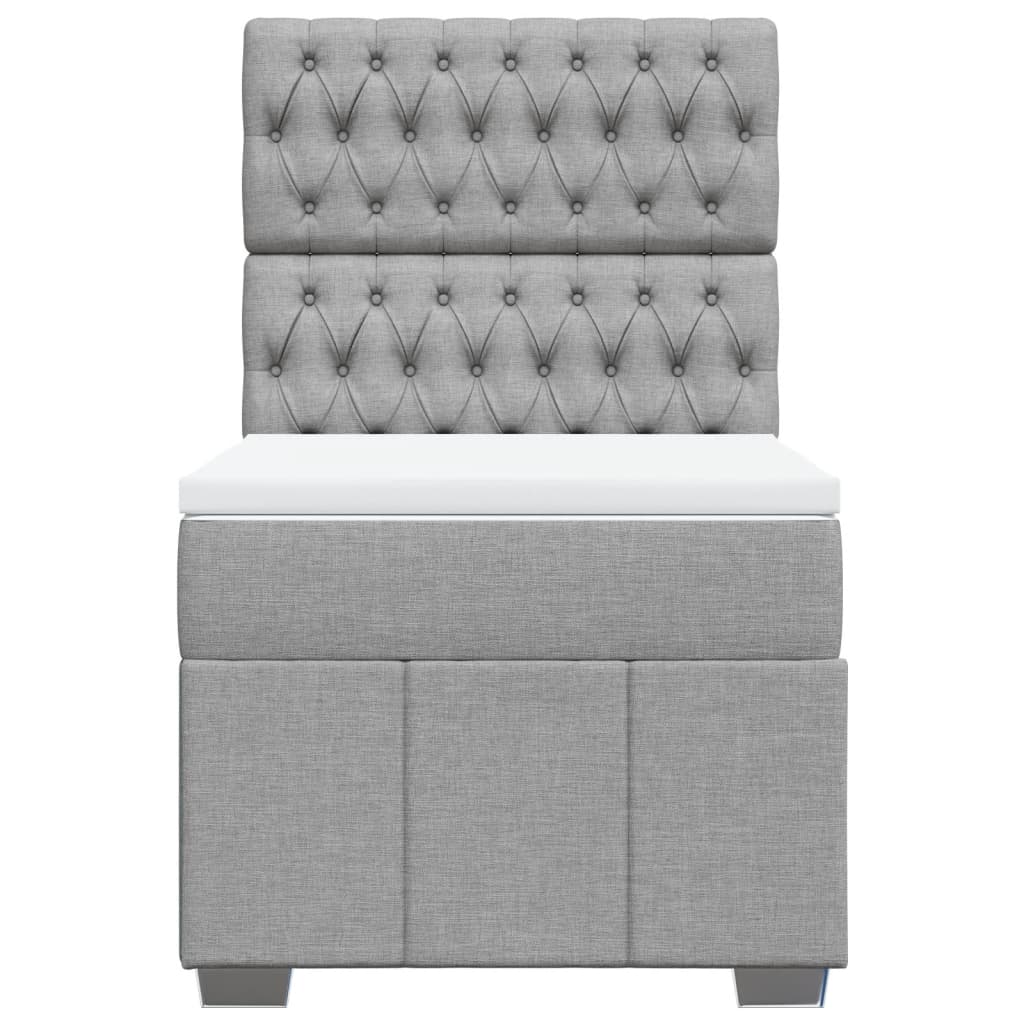 Κρεβάτι Boxspring με Στρώμα Ανοιχτό Γκρι 90x200 εκ. Υφασμάτινο - Pakobazaar