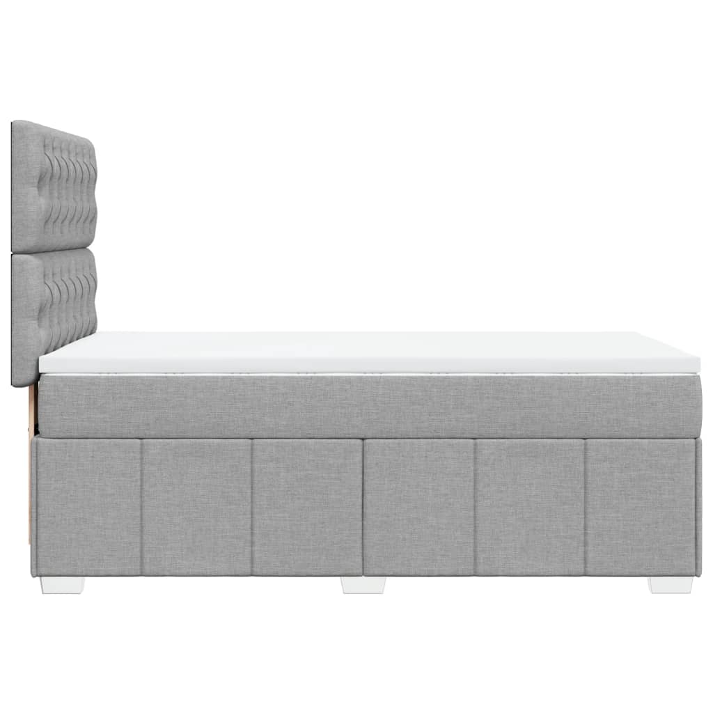 Κρεβάτι Boxspring με Στρώμα Ανοιχτό Γκρι 90x200 εκ. Υφασμάτινο - Pakobazaar