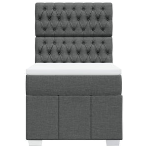Κρεβάτι Boxspring με Στρώμα Σκούρο Γκρι 90x200 εκ. Υφασμάτινο - Pakobazaar