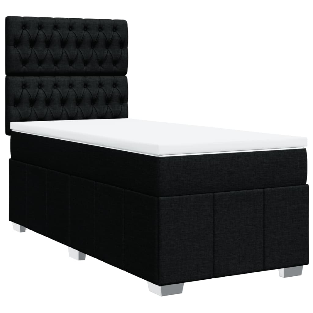 Κρεβάτι Boxspring με Στρώμα Μαύρο 90x200 εκ. Υφασμάτινο - Pakobazaar