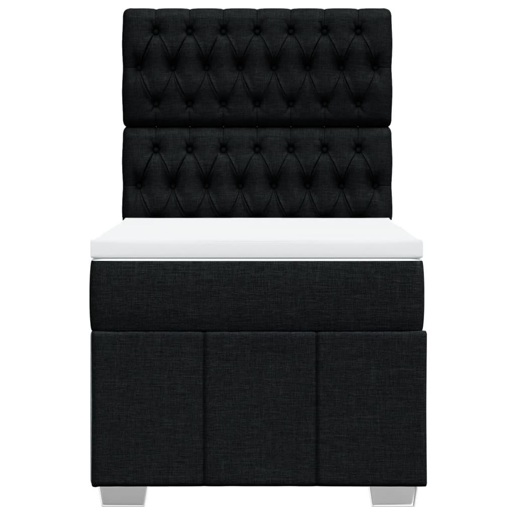 Κρεβάτι Boxspring με Στρώμα Μαύρο 90x200 εκ. Υφασμάτινο - Pakobazaar