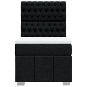 Κρεβάτι Boxspring με Στρώμα Μαύρο 90x200 εκ. Υφασμάτινο - Pakobazaar