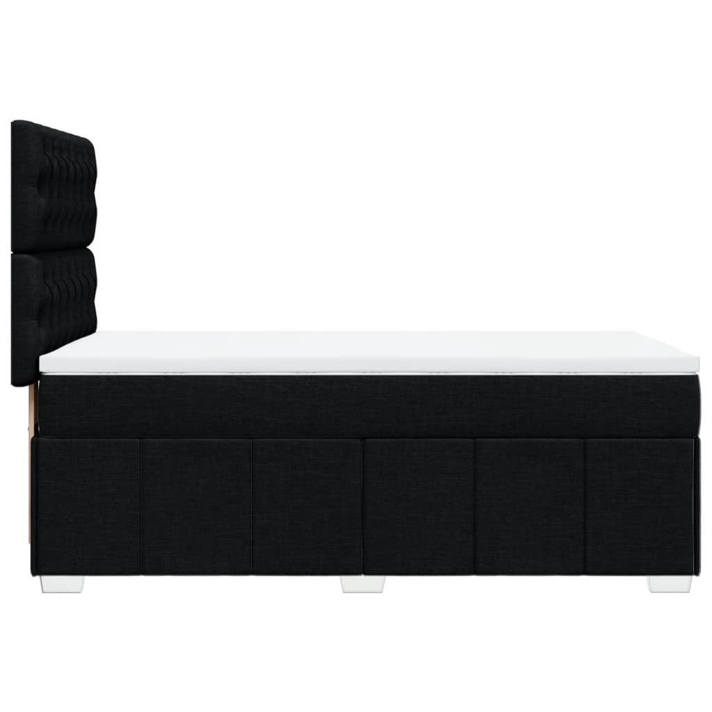 Κρεβάτι Boxspring με Στρώμα Μαύρο 90x200 εκ. Υφασμάτινο - Pakobazaar