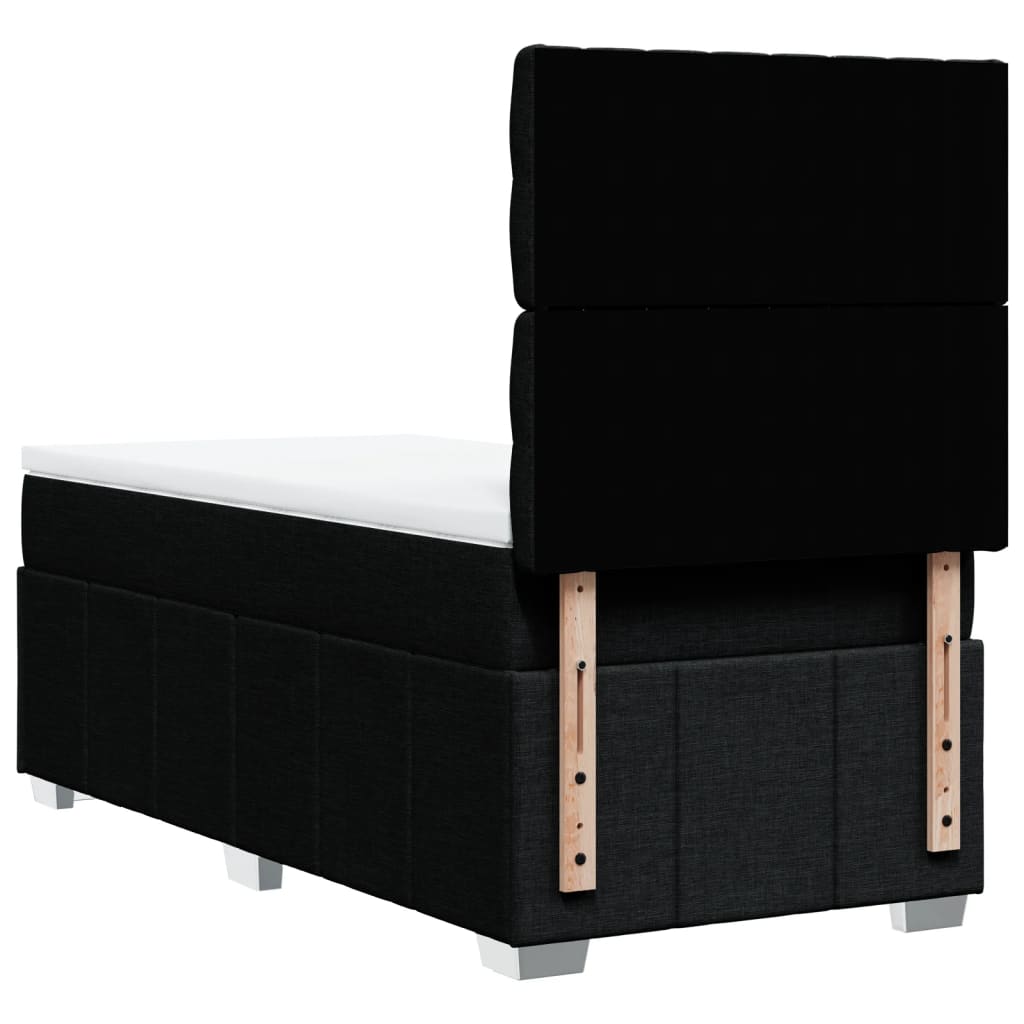 Κρεβάτι Boxspring με Στρώμα Μαύρο 90x200 εκ. Υφασμάτινο - Pakobazaar