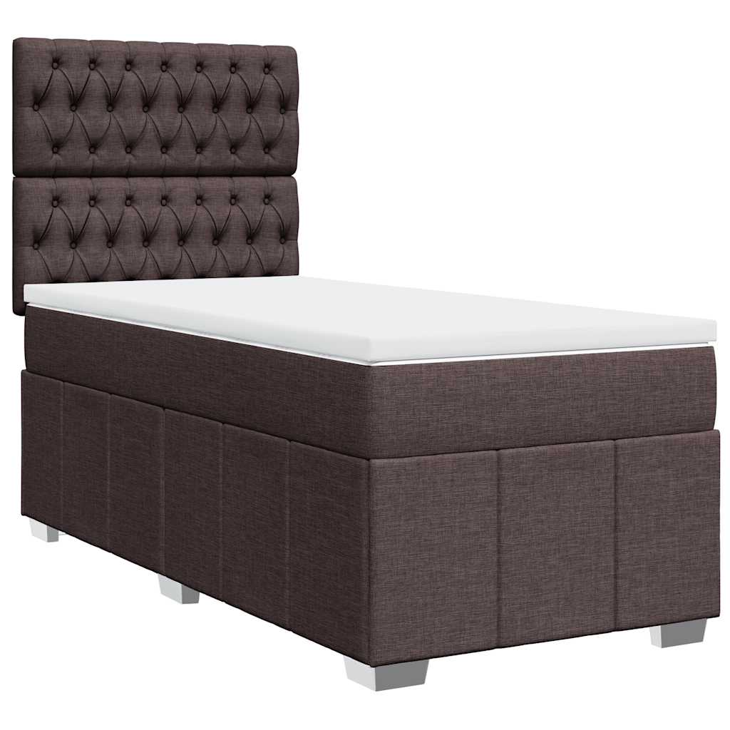 Κρεβάτι Boxspring με Στρώμα Σκούρο Καφέ 90x200 εκ. Υφασμάτινο - Pakobazaar