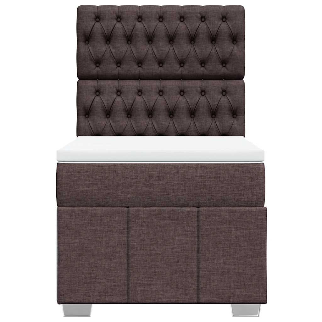 Κρεβάτι Boxspring με Στρώμα Σκούρο Καφέ 90x200 εκ. Υφασμάτινο - Pakobazaar