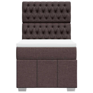 Κρεβάτι Boxspring με Στρώμα Σκούρο Καφέ 90x200 εκ. Υφασμάτινο - Pakobazaar