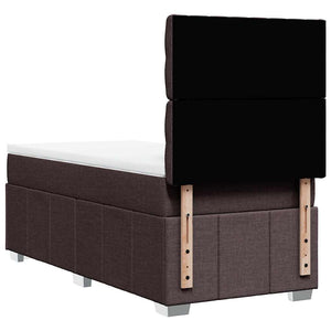 Κρεβάτι Boxspring με Στρώμα Σκούρο Καφέ 90x200 εκ. Υφασμάτινο - Pakobazaar