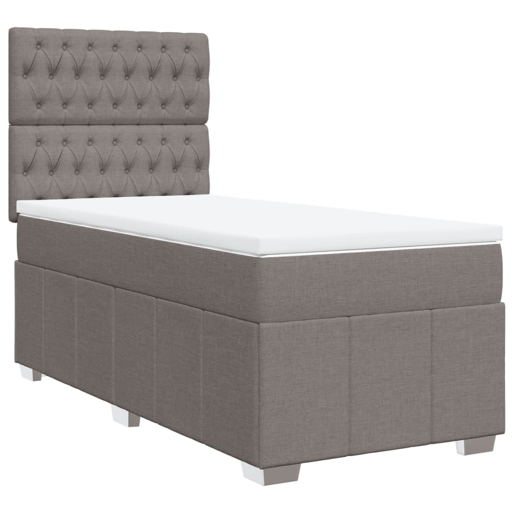 Κρεβάτι Boxspring με Στρώμα Taupe 90x200 εκ. Υφασμάτινο - Pakobazaar