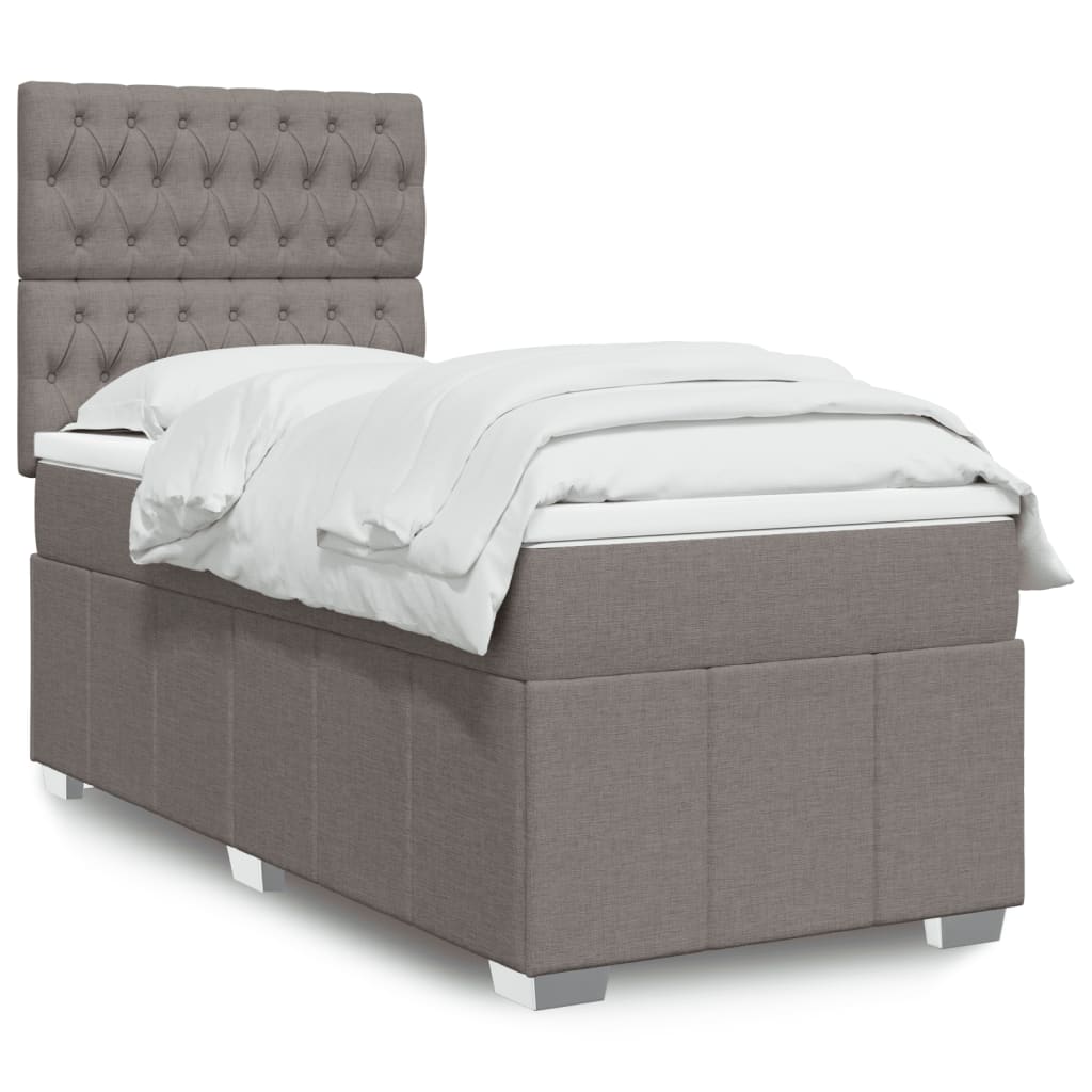 Κρεβάτι Boxspring με Στρώμα Taupe 90x200 εκ. Υφασμάτινο - Pakobazaar