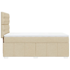 Κρεβάτι Boxspring με Στρώμα Κρεμ 90x200 εκ.Υφασμάτινο - Pakobazaar