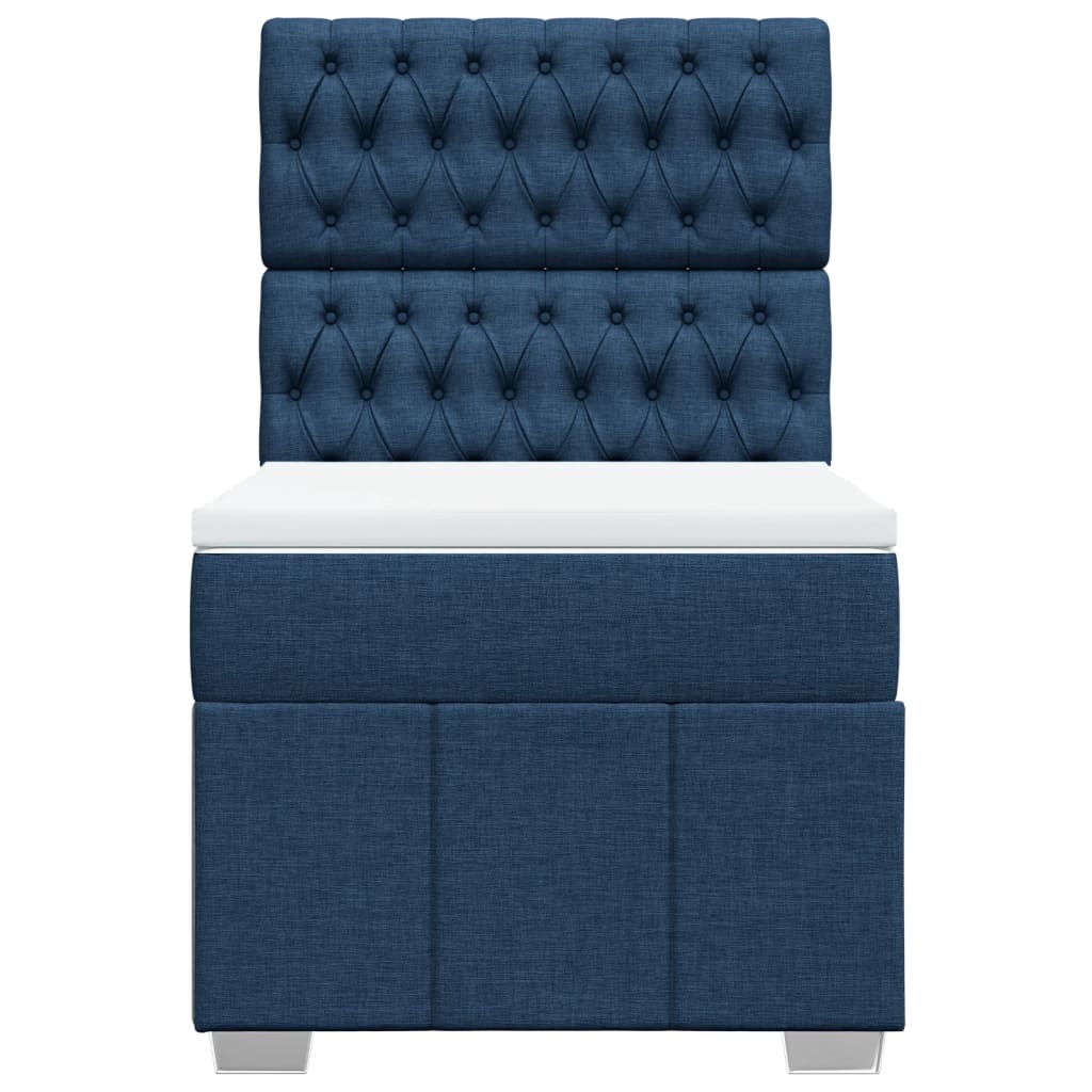 Κρεβάτι Boxspring με Στρώμα Μπλε 90x200 εκ.Υφασμάτινο - Pakobazaar