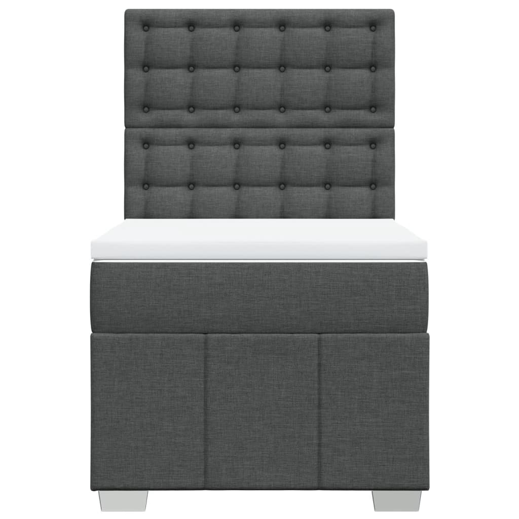 Κρεβάτι Boxspring με Στρώμα Σκούρο Γκρι 90x200 εκ. Υφασμάτινο - Pakobazaar