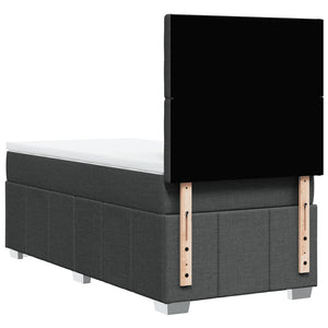 Κρεβάτι Boxspring με Στρώμα Σκούρο Γκρι 90x200 εκ. Υφασμάτινο - Pakobazaar