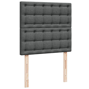 Κρεβάτι Boxspring με Στρώμα Σκούρο Γκρι 90x200 εκ. Υφασμάτινο - Pakobazaar