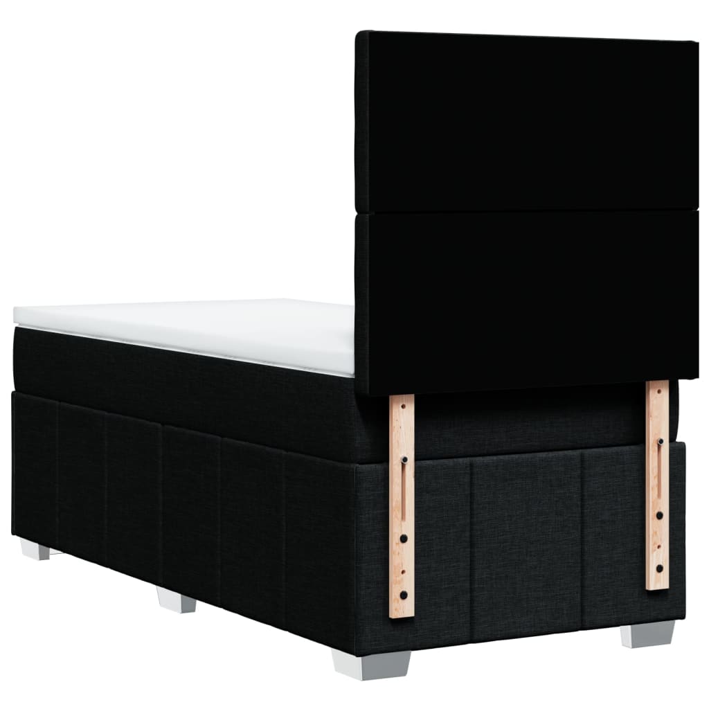 Κρεβάτι Boxspring με Στρώμα Μαύρο 90x200 εκ. Υφασμάτινο