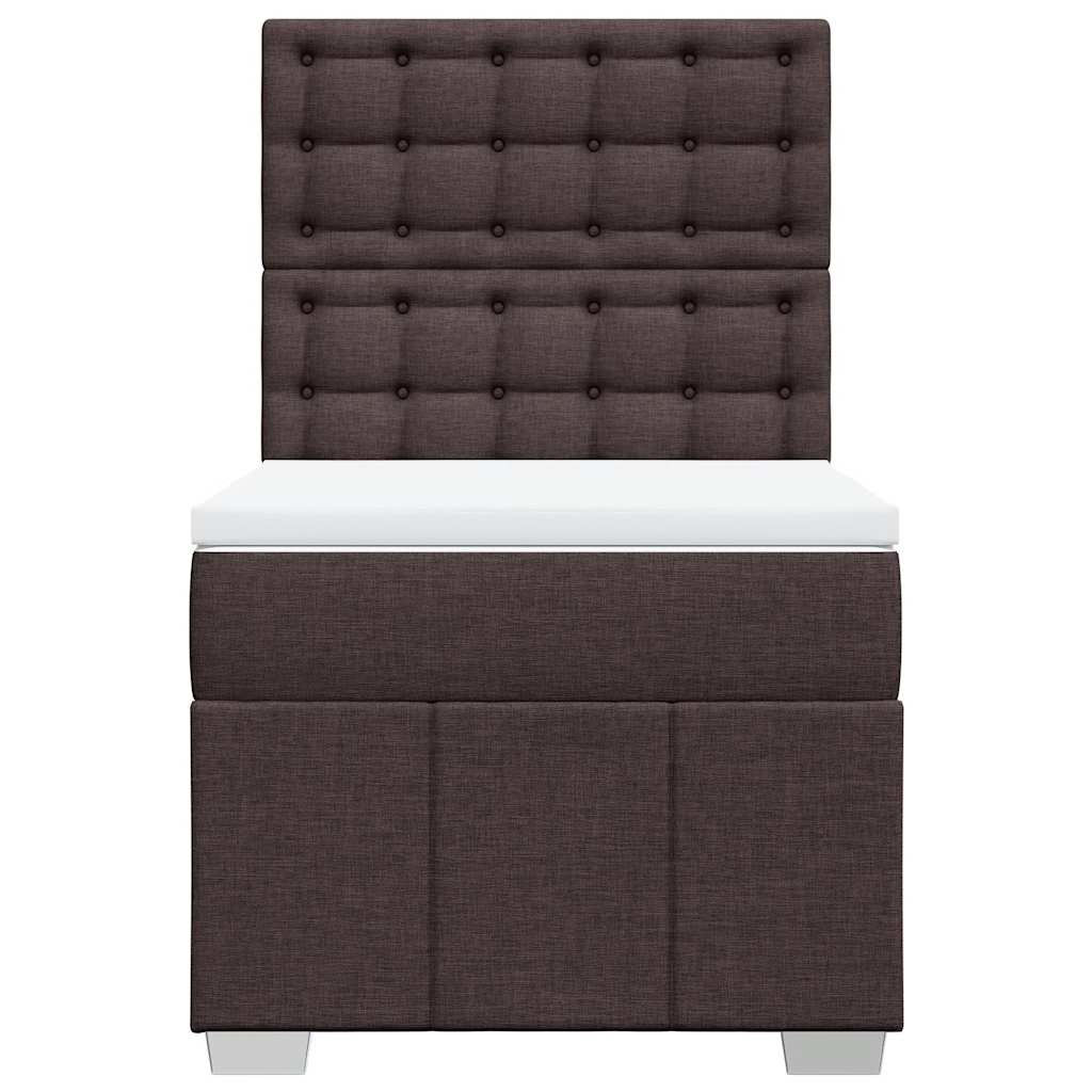 Κρεβάτι Boxspring με Στρώμα Σκούρο Καφέ 90x200 εκ. Υφασμάτινο - Pakobazaar
