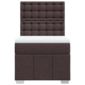 Κρεβάτι Boxspring με Στρώμα Σκούρο Καφέ 90x200 εκ. Υφασμάτινο - Pakobazaar