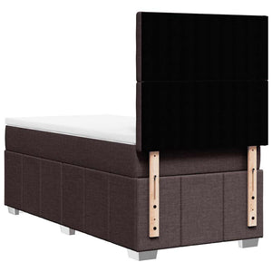 Κρεβάτι Boxspring με Στρώμα Σκούρο Καφέ 90x200 εκ. Υφασμάτινο - Pakobazaar