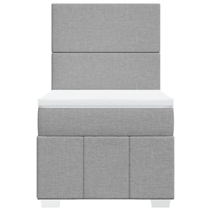 Κρεβάτι Boxspring με Στρώμα Ανοιχτό Γκρι 100x200 εκ. Υφασμάτινο - Pakobazaar