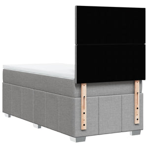 Κρεβάτι Boxspring με Στρώμα Ανοιχτό Γκρι 100x200 εκ. Υφασμάτινο - Pakobazaar