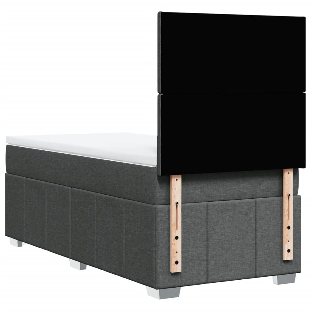 Κρεβάτι Boxspring με Στρώμα Σκούρο Γκρι 100x200 εκ. Υφασμάτινο - Pakobazaar