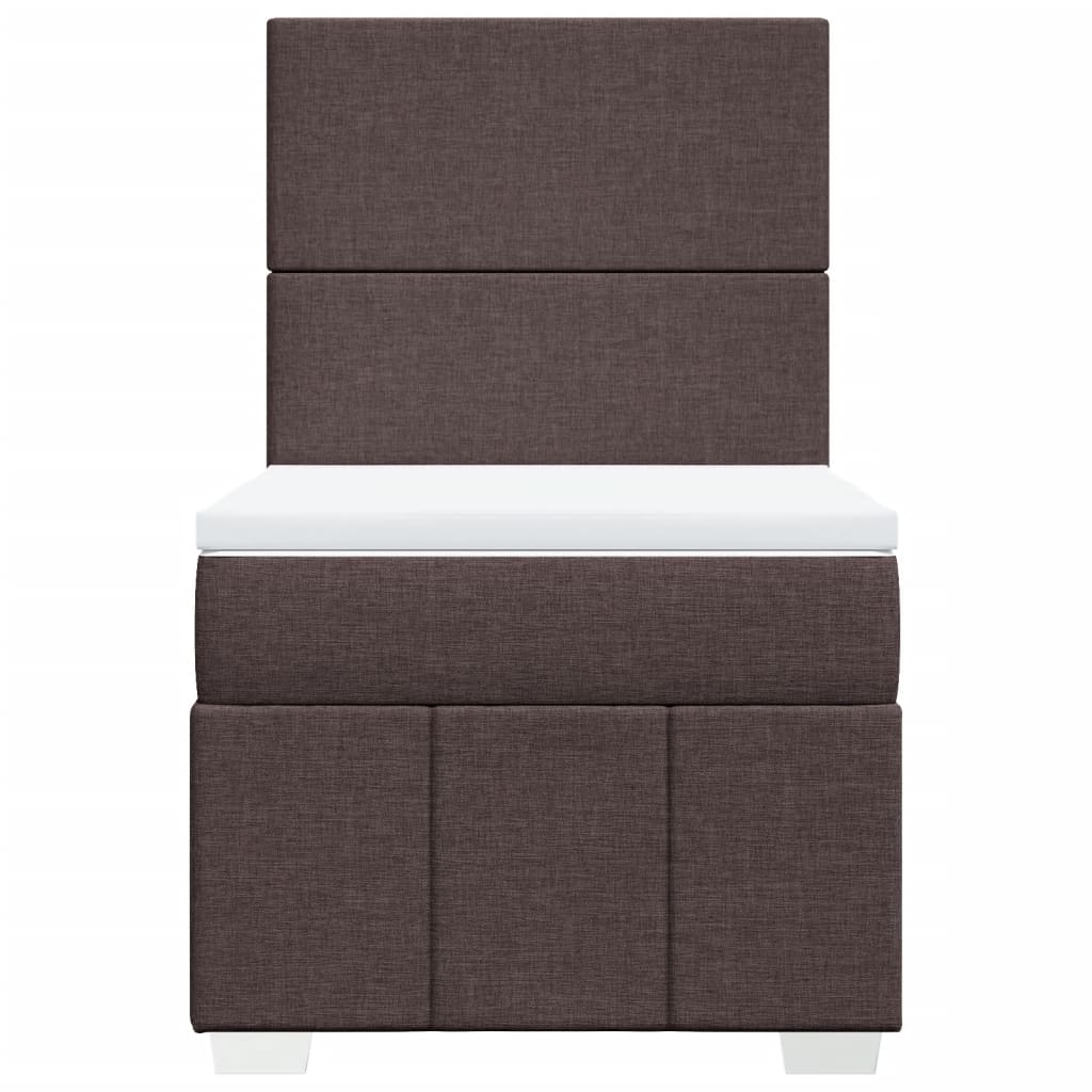 Κρεβάτι Boxspring με Στρώμα Σκούρο Καφέ 100x200 εκ. Υφασμάτινο - Pakobazaar