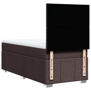 Κρεβάτι Boxspring με Στρώμα Σκούρο Καφέ 100x200 εκ. Υφασμάτινο - Pakobazaar