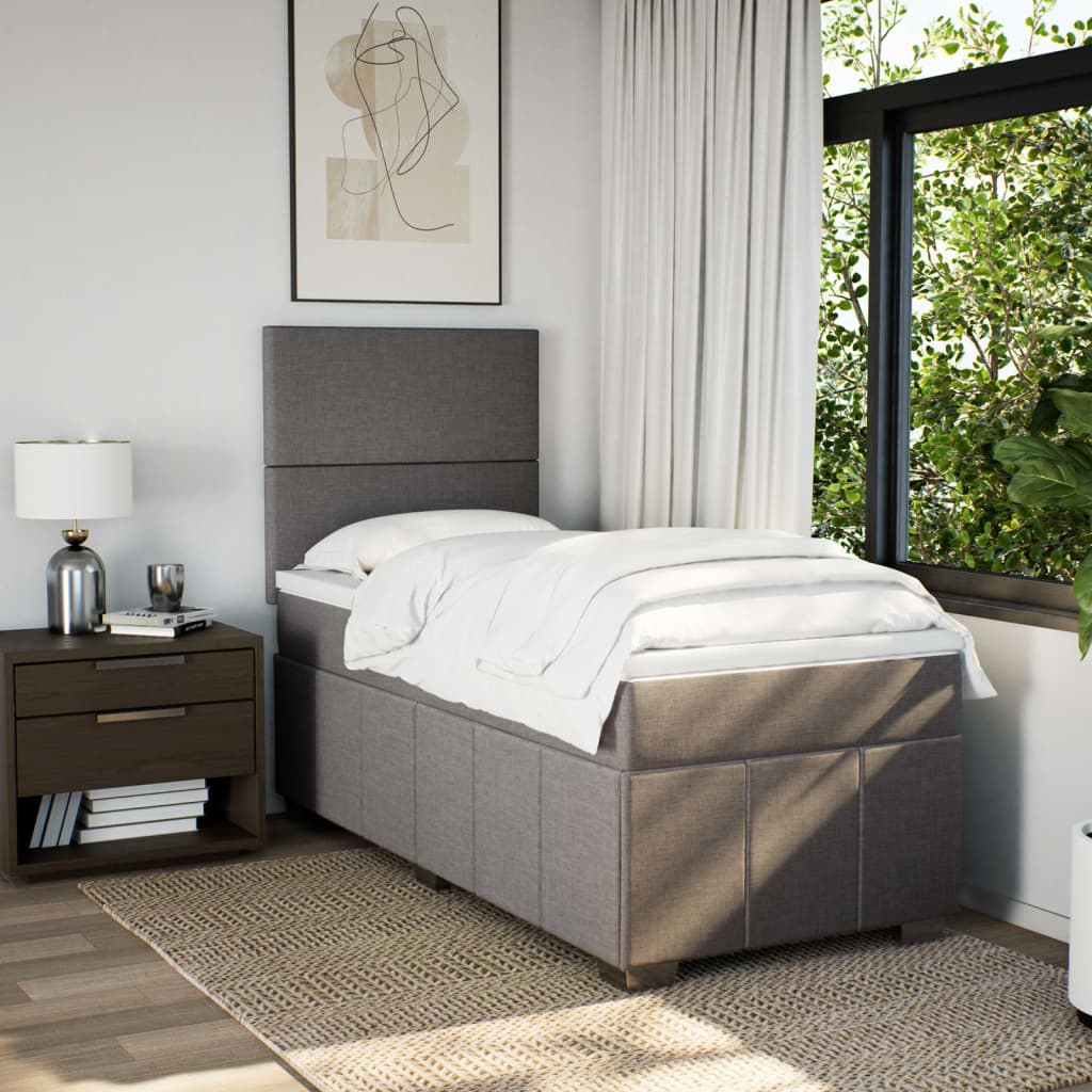 Κρεβάτι Boxspring με Στρώμα Taupe 100 x 200 εκ. Υφασμάτινο - Pakobazaar