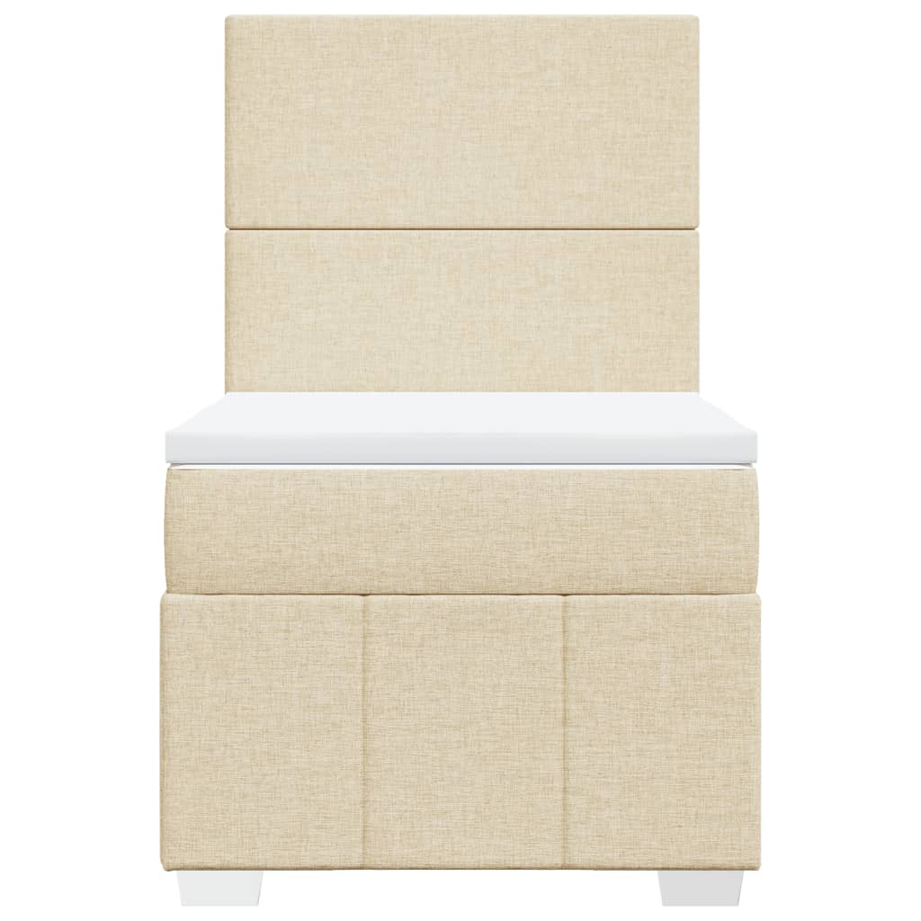 Κρεβάτι Boxspring με Στρώμα Κρεμ 100 x 200 εκ. Υφασμάτινο - Pakobazaar