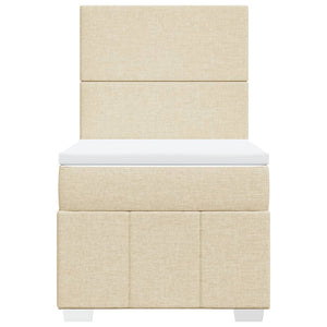 Κρεβάτι Boxspring με Στρώμα Κρεμ 100 x 200 εκ. Υφασμάτινο - Pakobazaar